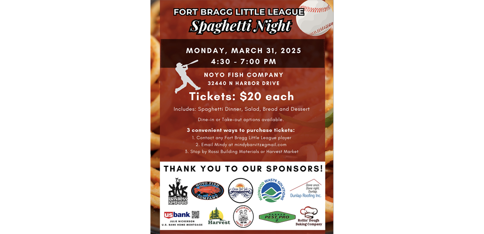 Spaghetti Dinner Fundraiser 3/31!